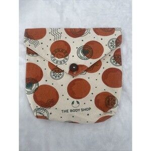 The Body Shop Orange Envelope Button Make-Up Cosmetic Bag 6.5" x 8.25 NEW